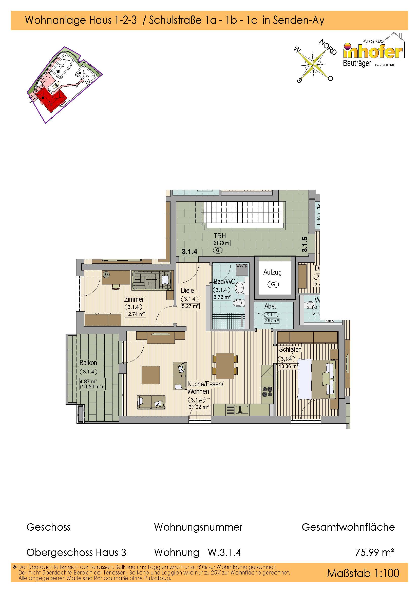 Neubau 3-Zimmer Wohnung, Wohnanlage "le quartier ècole"