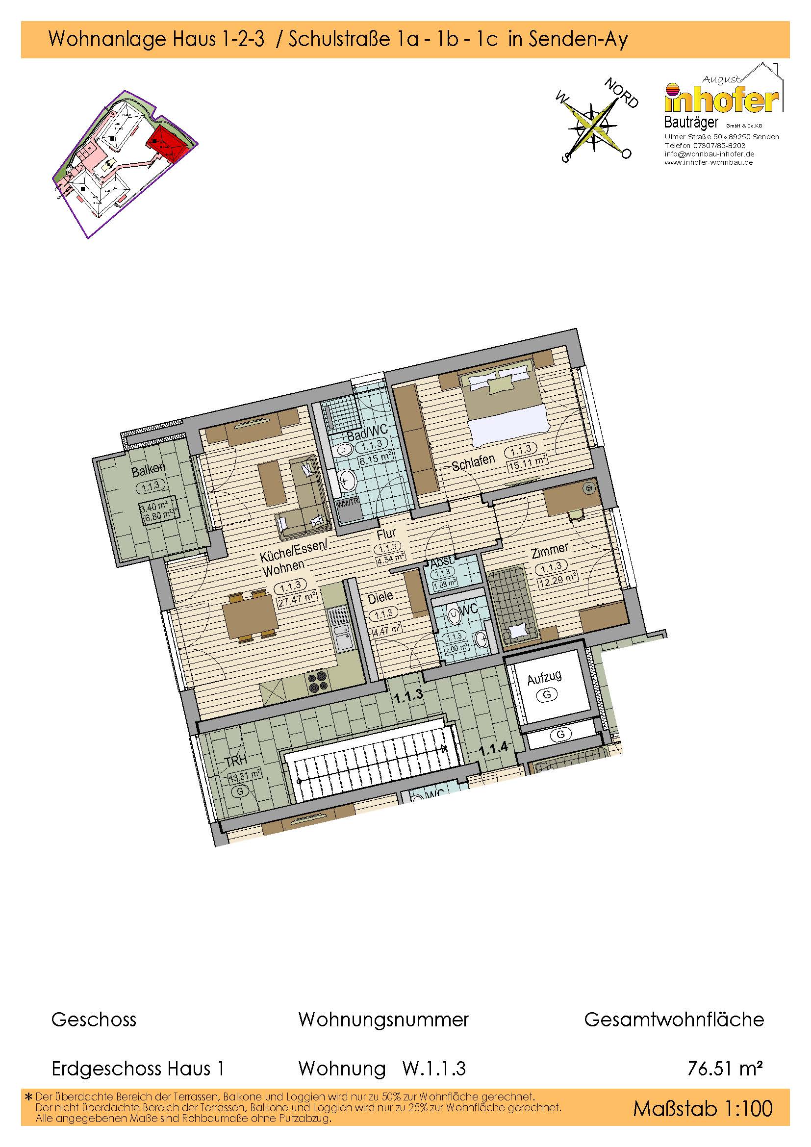 Neubau 3-Zimmer Wohnung, Wohnanlage "le quartier ècole" 