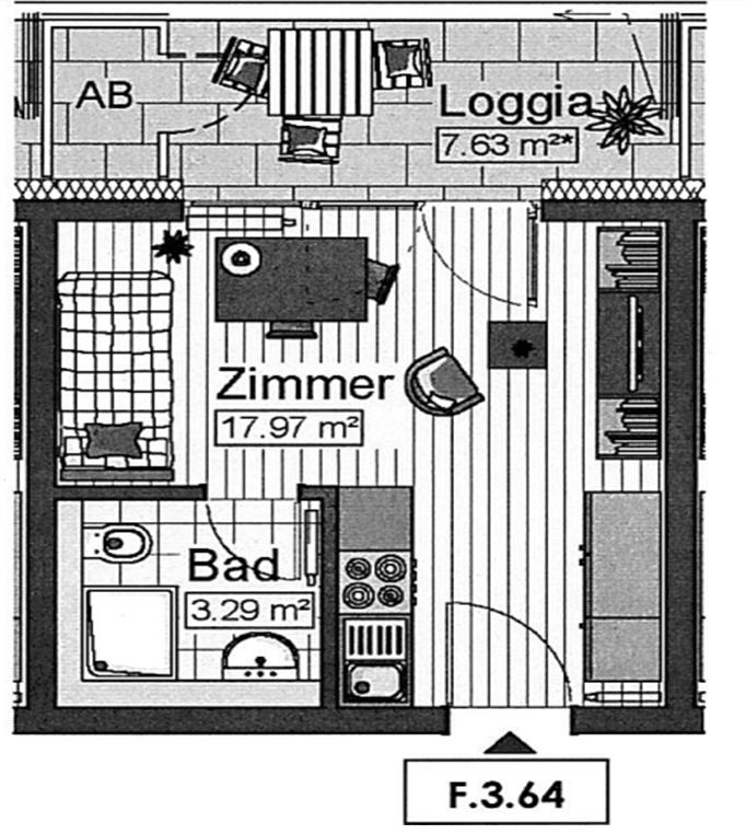 1-Zimmer Wohnung (Single Flat) in Neu-Ulm zu vermieten