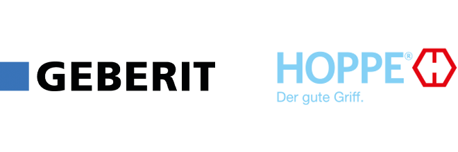 Unsere Partner Gerberit und Hoppe Logos der Firmen Gerberit und Hoppe