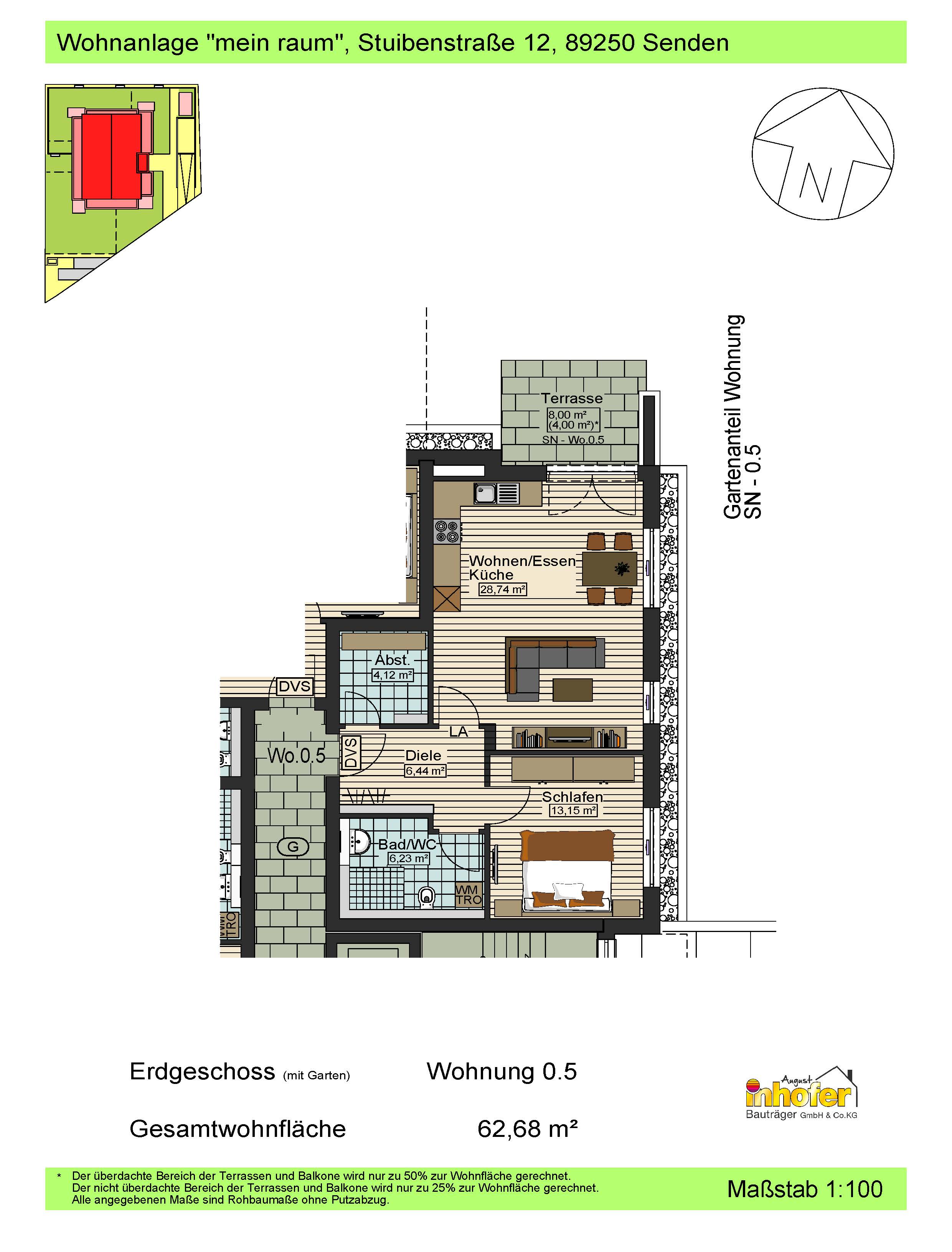 Neubau 2-Zimmer Erdgeschoss-Wohnung mit Garten, Wohnanlage "mein:raum"