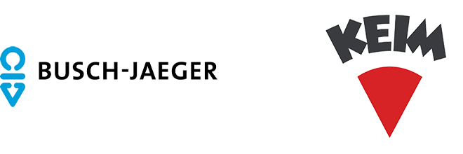 Unsere Partner Busch-Jäger und Keim Logos der Firmen Busch-Jäger und Keim