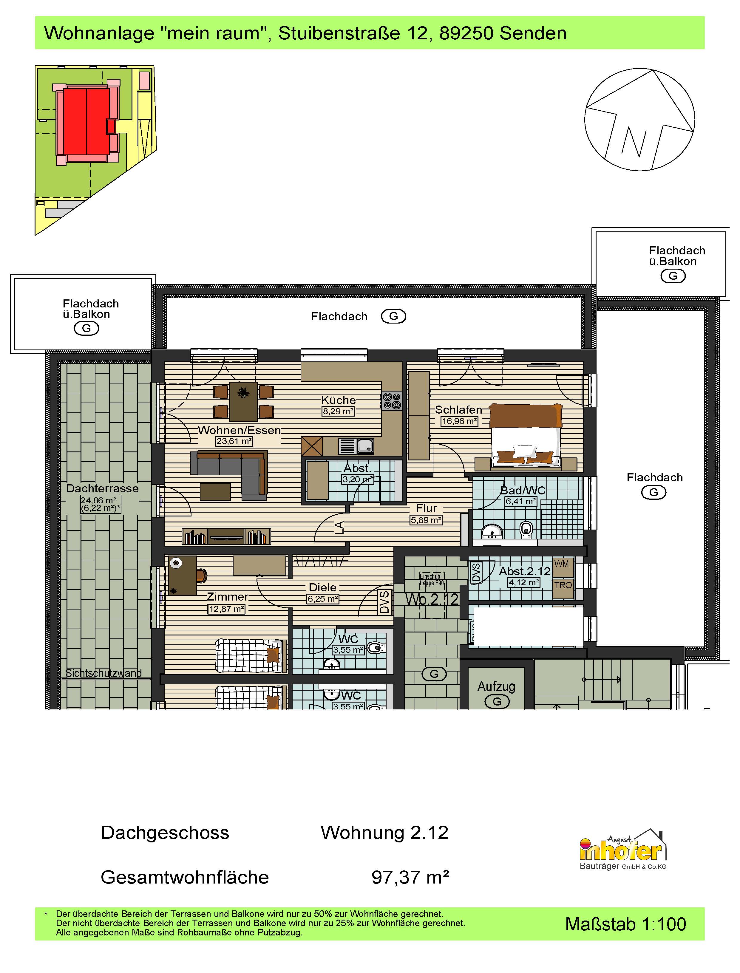 Neubau 3-Zimmer Dachgeschosswohnung, Wohnanlage "mein:raum"