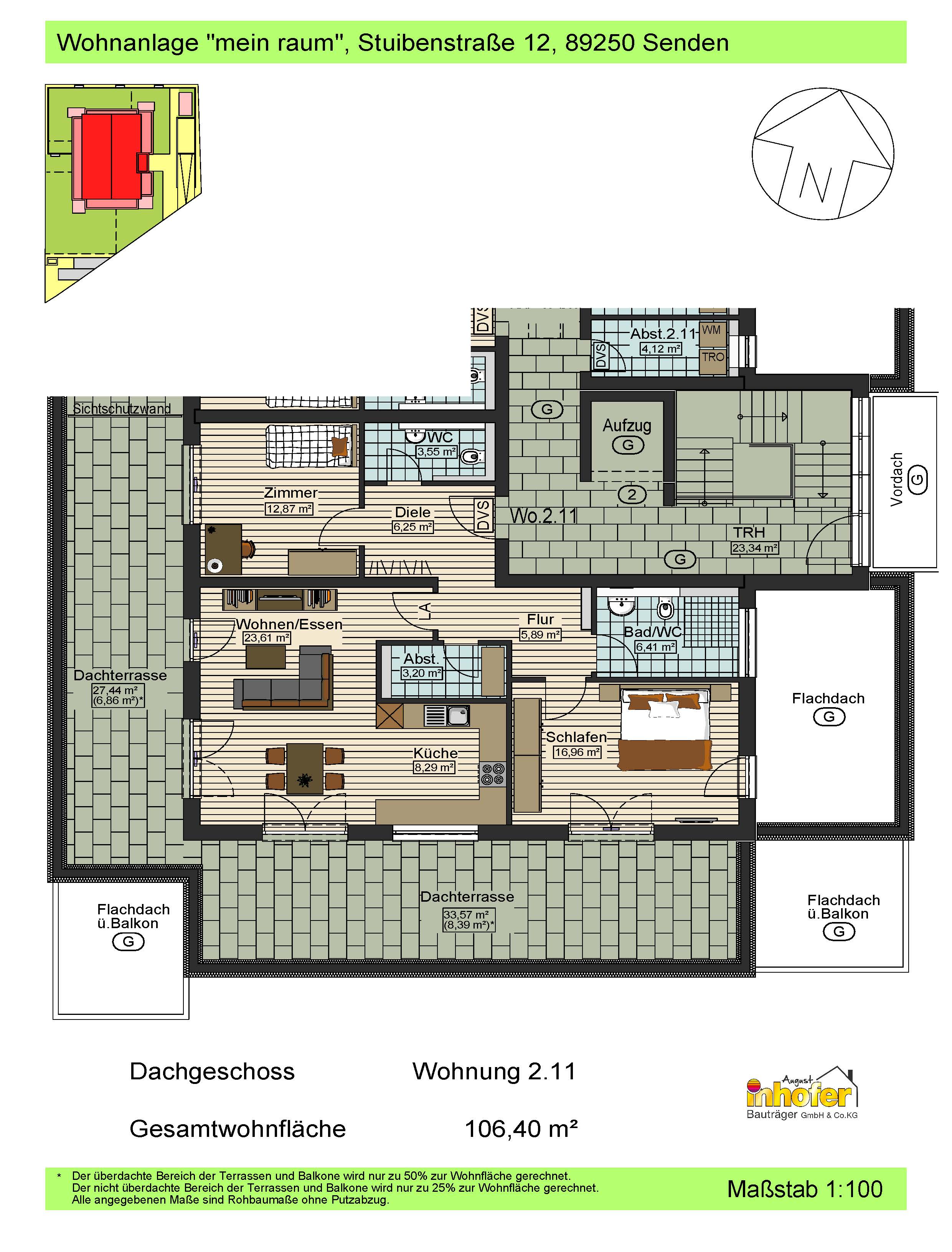 Neubau 3-Zimmer Dachgeschosswohnung, Wohnanlage "mein:raum"