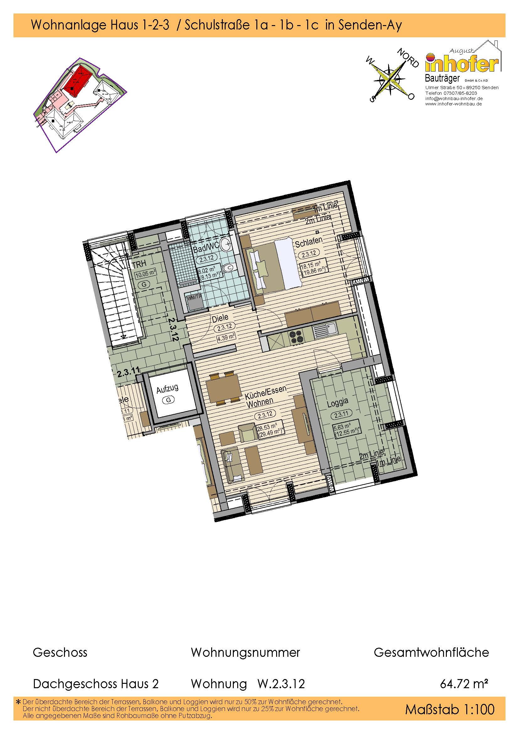 Neubau 2-Zimmer Dachgeschoss-Wohnung, Wohnanlage "le quartier ècole"   