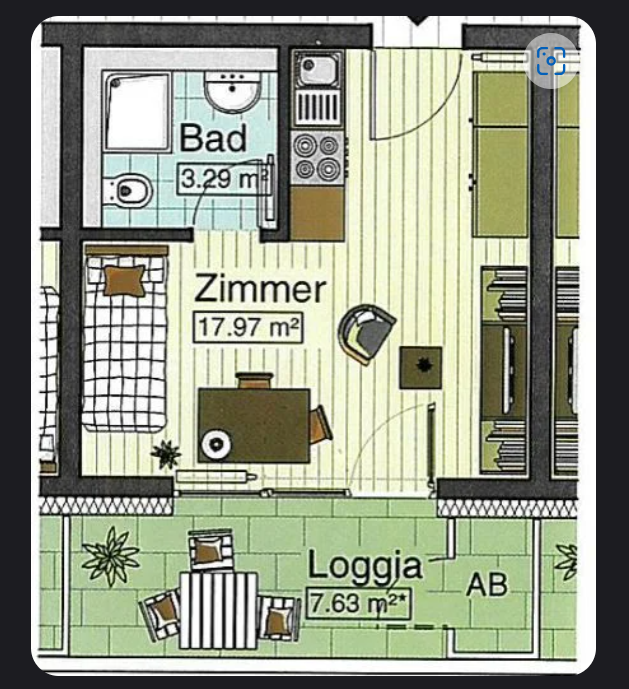 1-Zimmer Wohnung (Single Flat) in Neu-Ulm zu vermieten